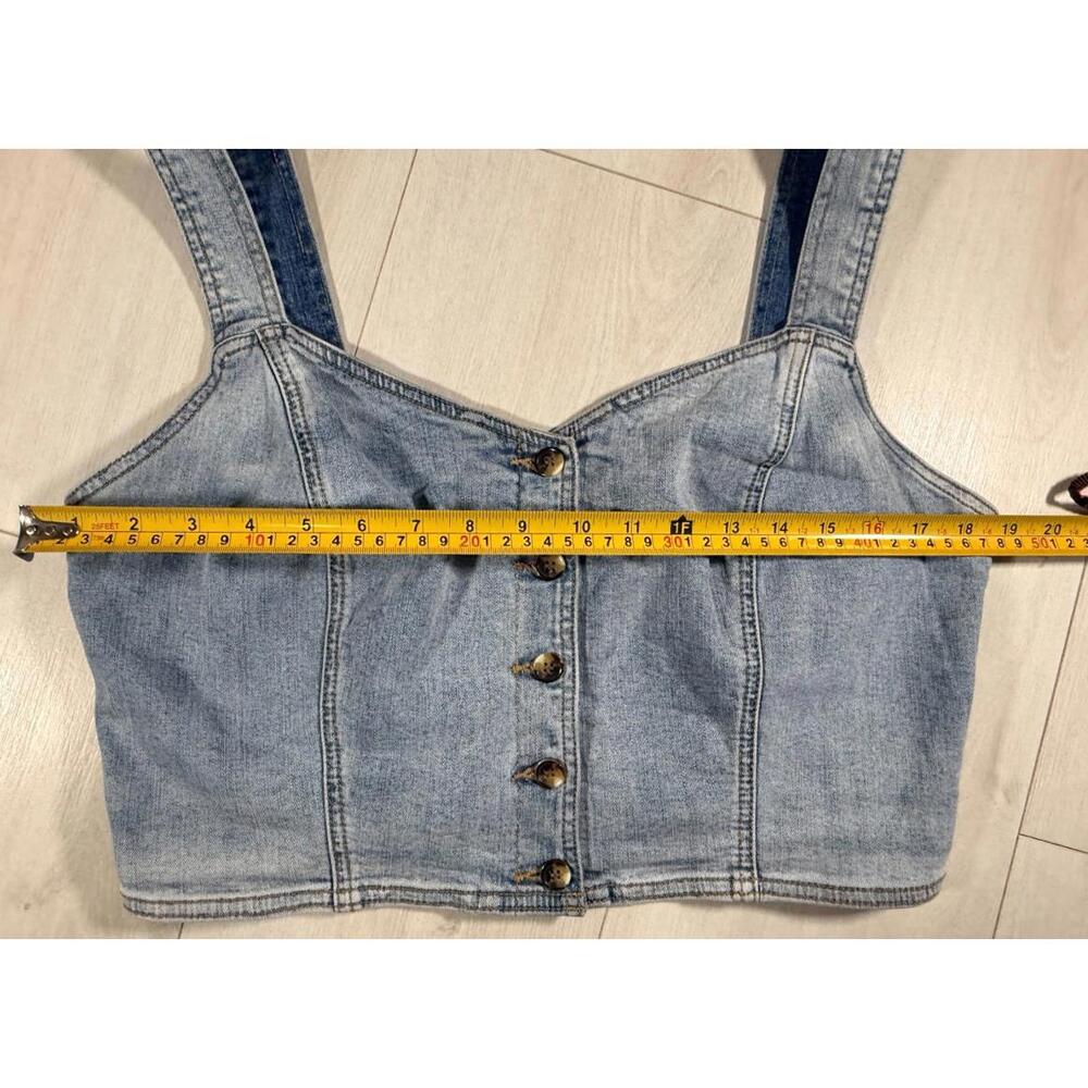 O'Neil Delphina Sleeveless Denim Cropped Top Sweetheart Neckline Size XL - Picture 8 of 11
